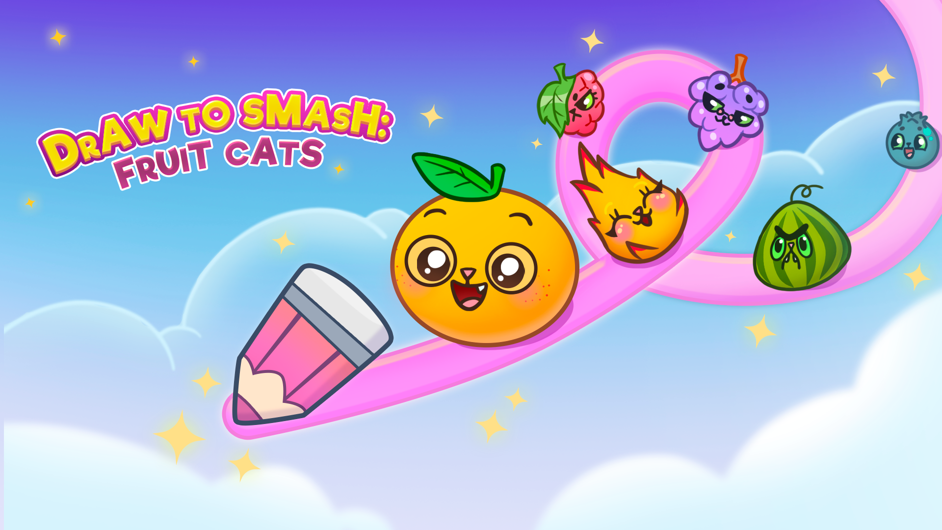 Draw To Smash: Fruit Cats ゲームのスクリーンショット