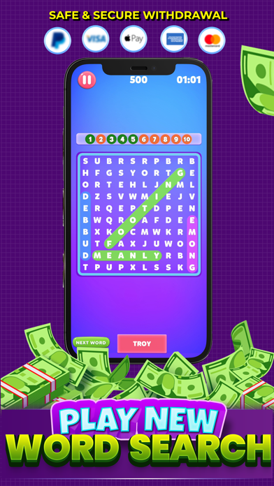 Word Search Real Money Prizes ゲームのスクリーンショット