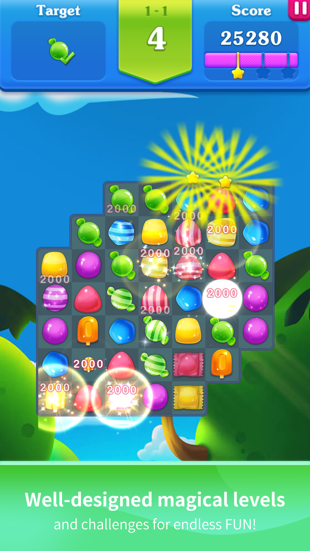 Screenshot 1 of Fresh Candy Match - Quebra-cabeça bem desenhado 2.0.9