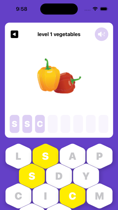 Name Vegetables -collect Words Game Screenshot
