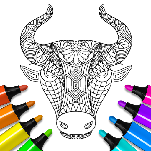 Animal coloring mandala pages