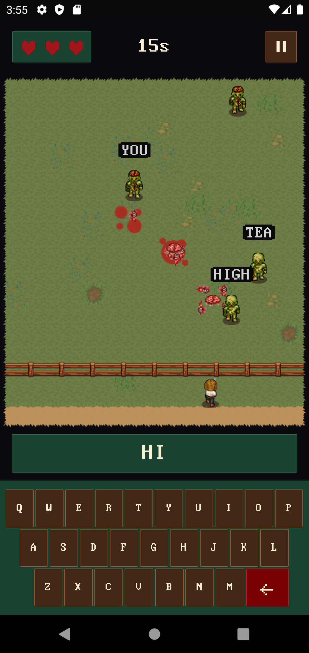 Screenshot of Night of the Typing Dead
