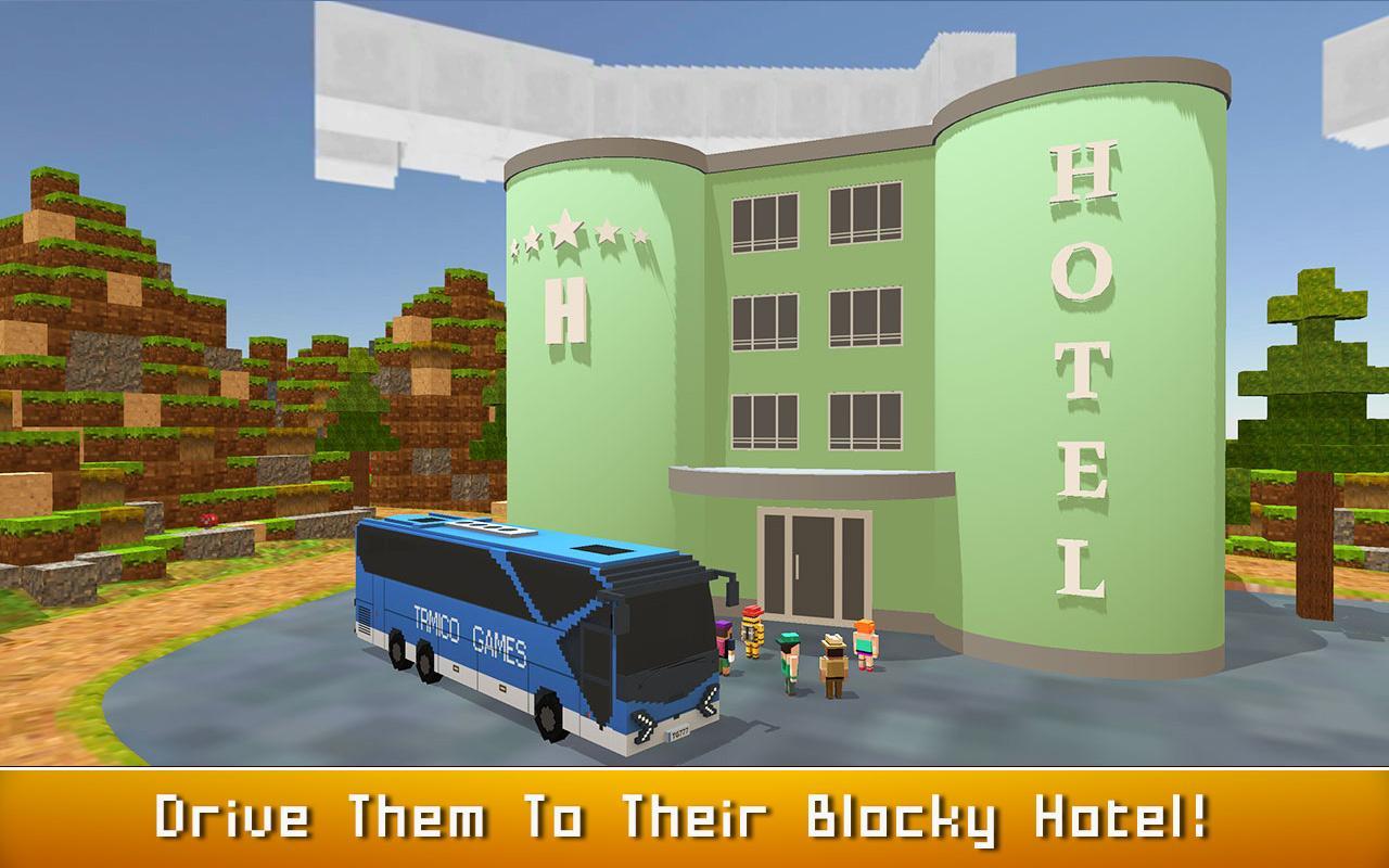 Blocky Bus SIM: Tourist Drive Game Screenshot