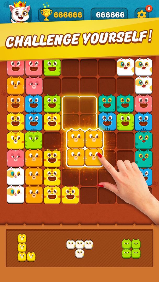 Block Crush™ - Cute Kitty Puzzle Game遊戲截圖
