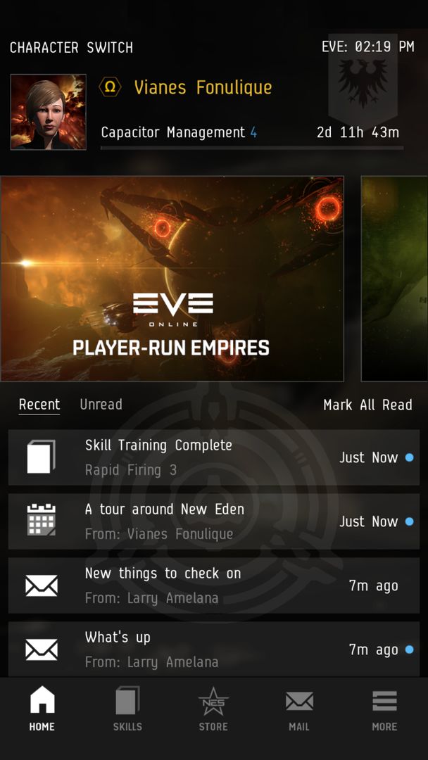 Screenshot of EVE Portal