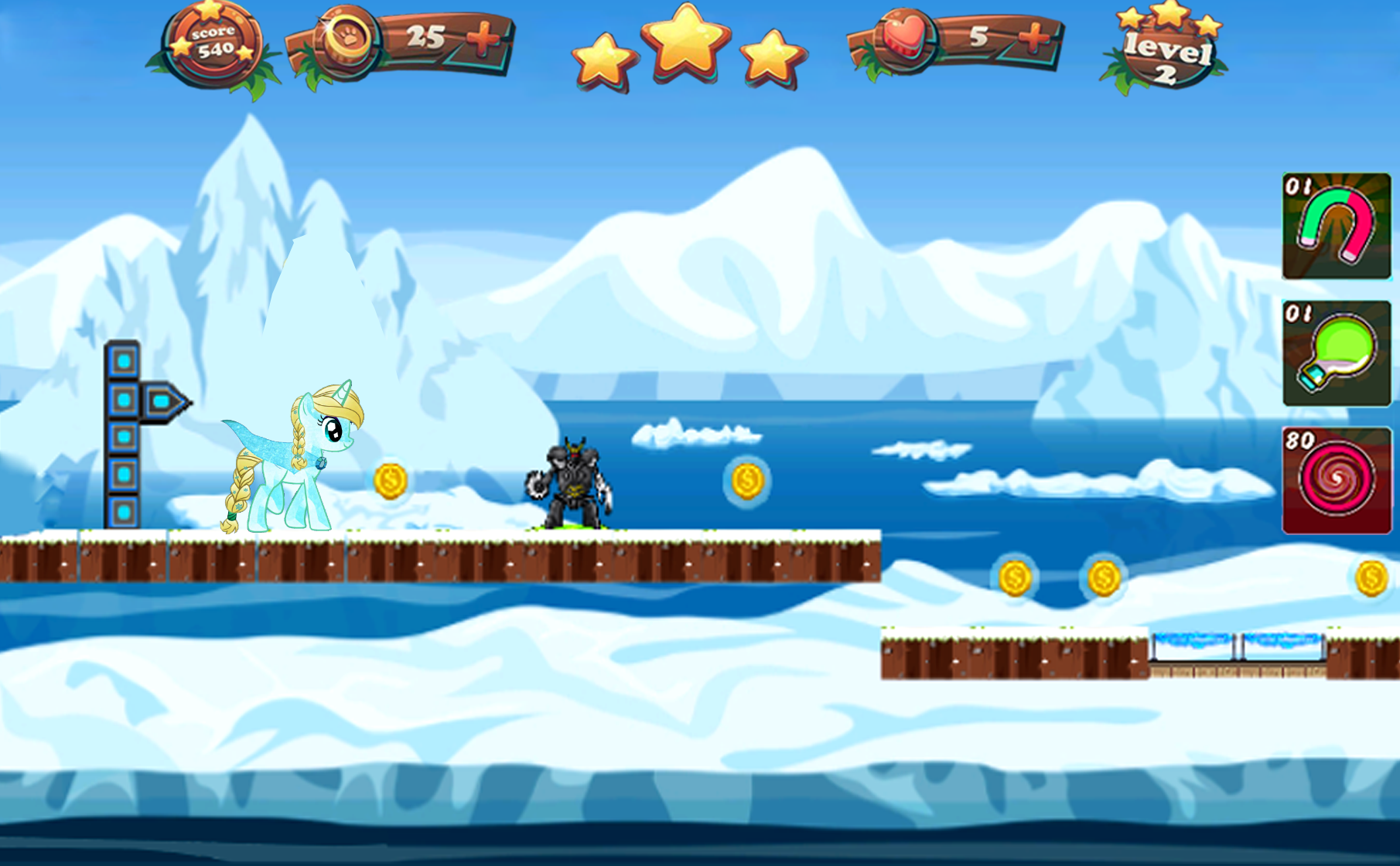 Little Pony Runner Frozen Land ゲームのスクリーンショット