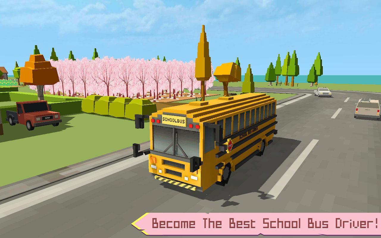 School Bus Game Blocky World Game Screenshot