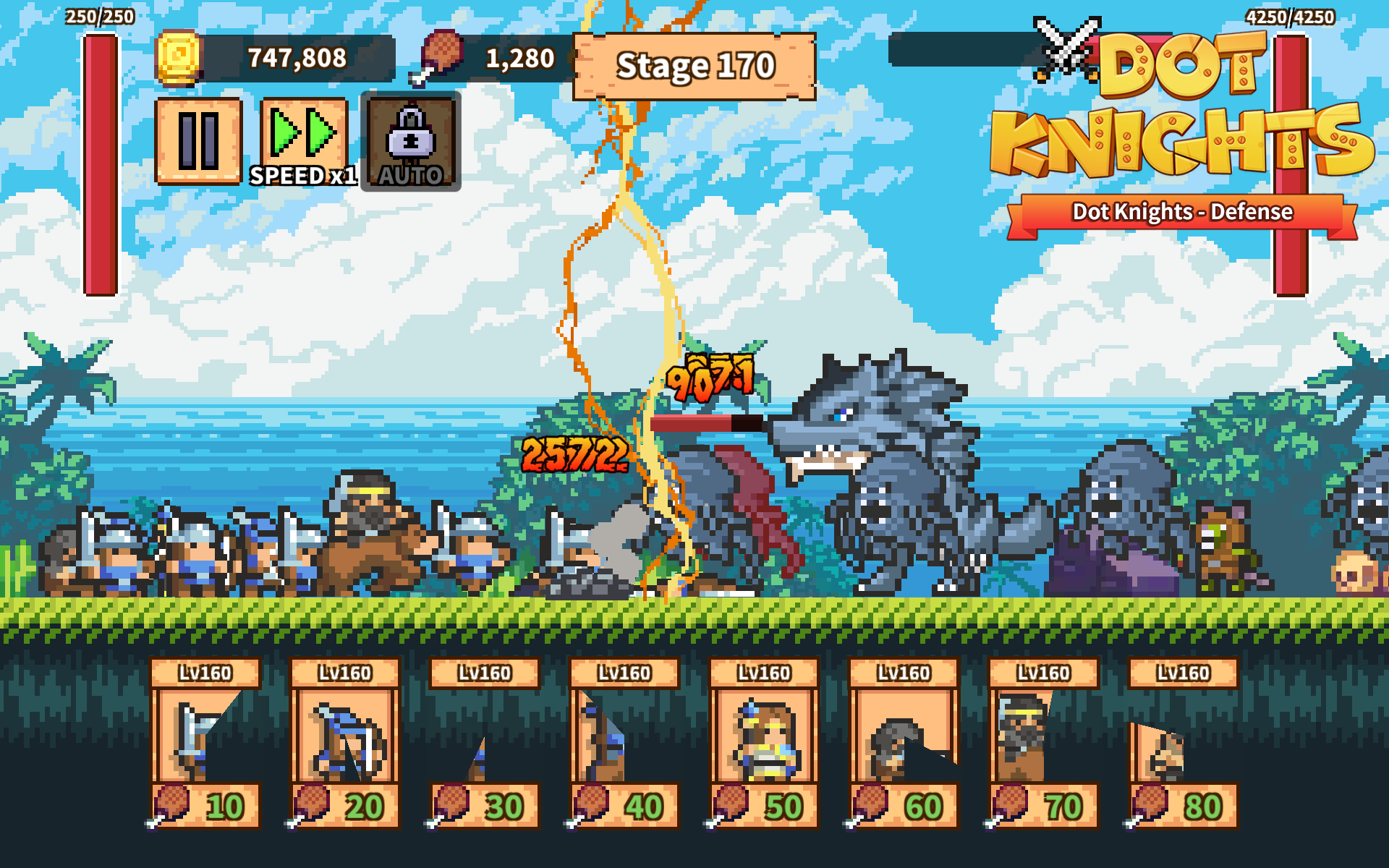 Dot Knights: Pixel Defense War Game Screenshot