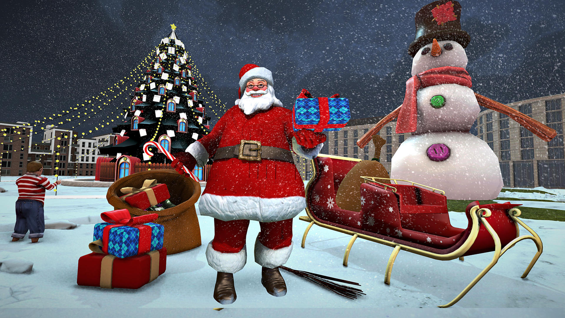 Santa Claus riding a sleigh Christmas gift exchange gift Christmas