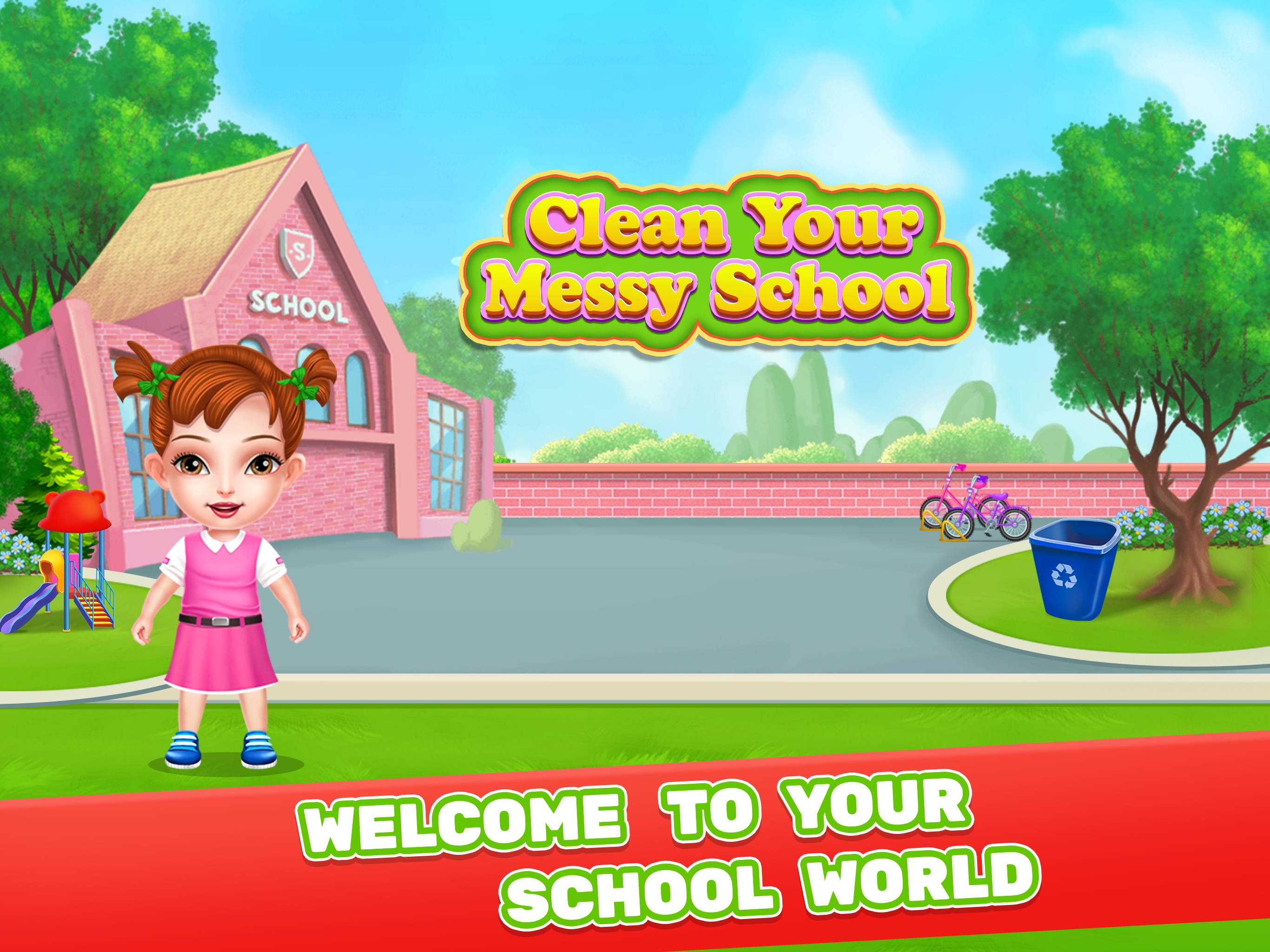 Screenshot 1 of अपने स्कूल को स्वच्छ रखें - बालिका विद्यालय की सफाई का खेल 1.0.4