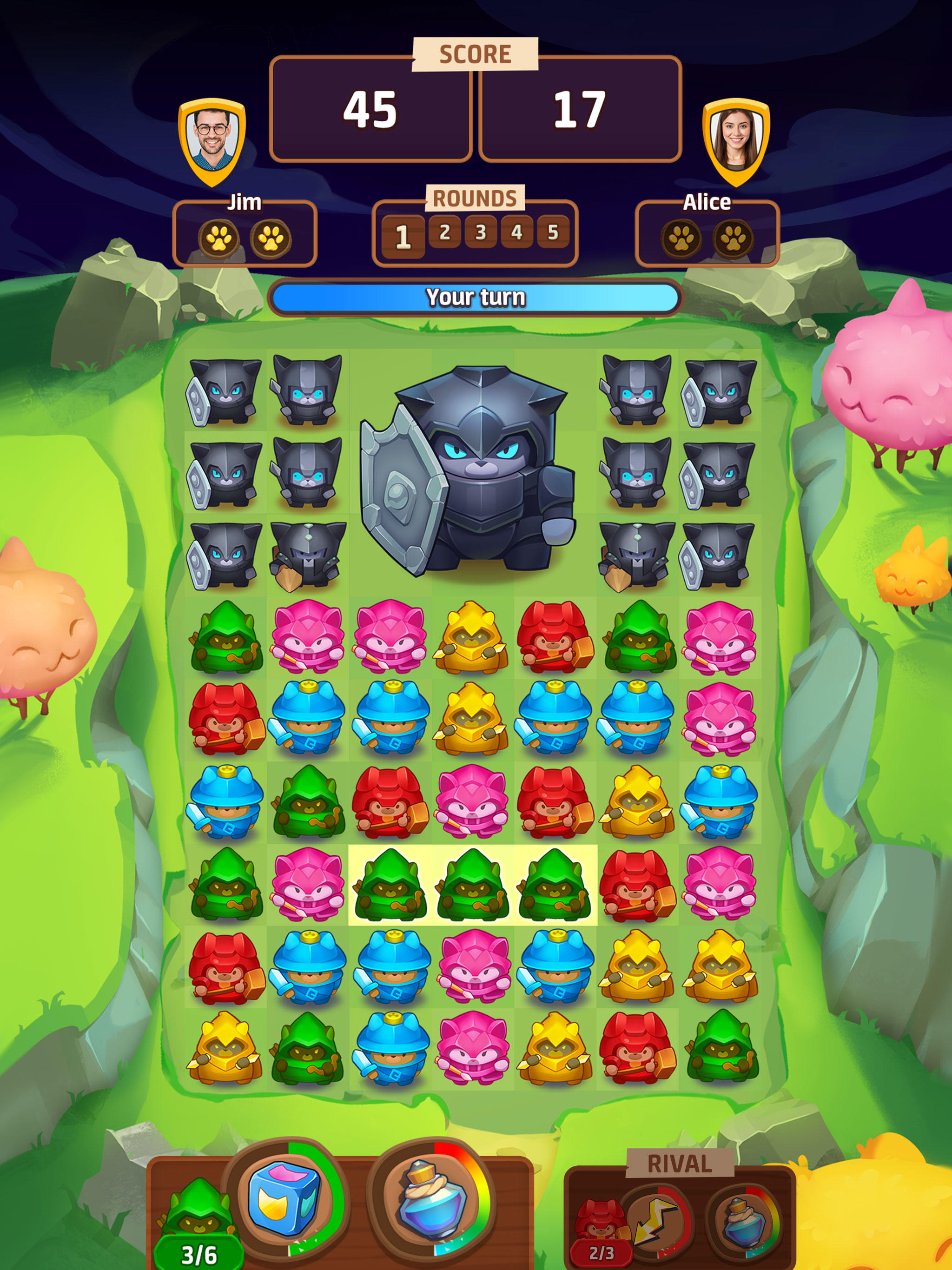 Cat Force - PvP Match 3 Game Game Screenshot