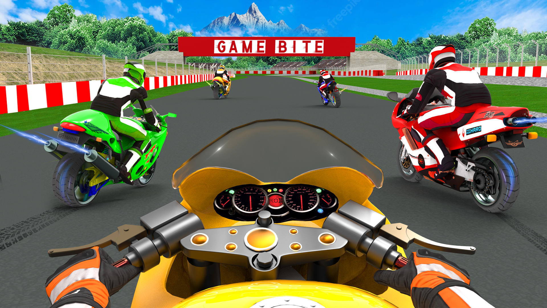 Screenshot 1 of စက်ဘီးပြိုင်ပွဲ ဂိမ်းများ-စက်ဘီးစီးပြိုင်ပွဲ 3D 1.02
