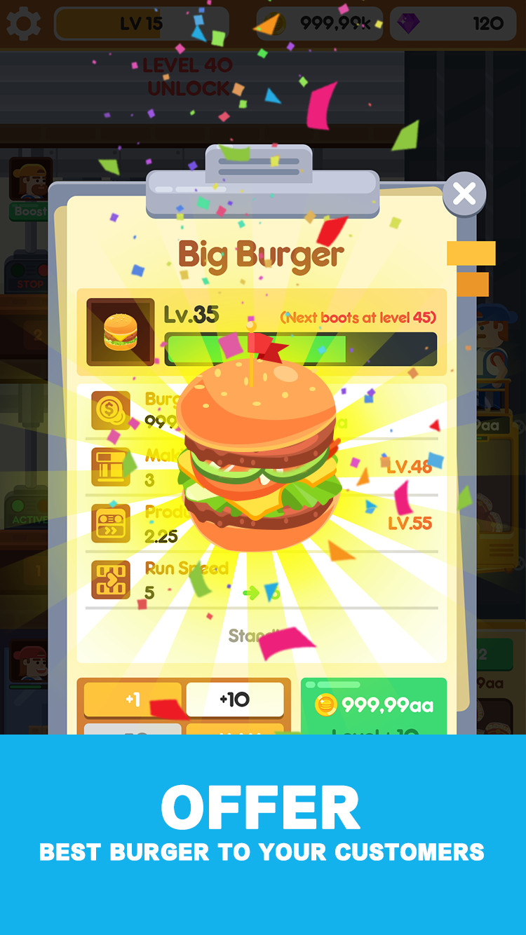 Screenshot of Idle Burger Factory - Tycoon Empire Game