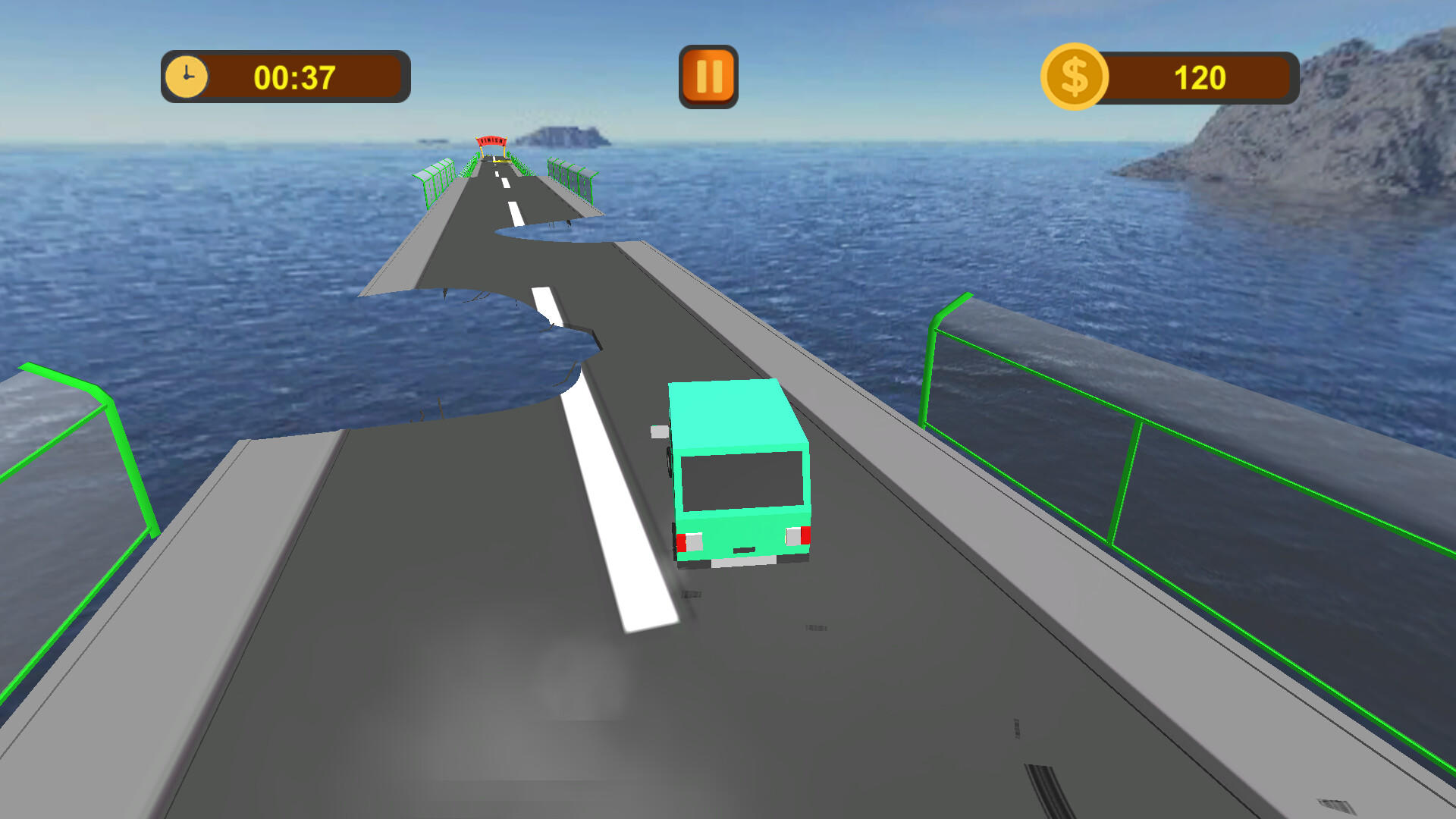 Screenshot of Crossing Damaged Bridge