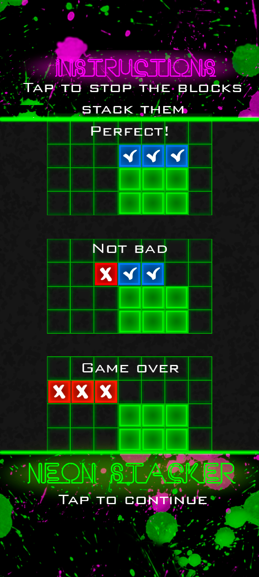Neon Stacker Game Screenshot