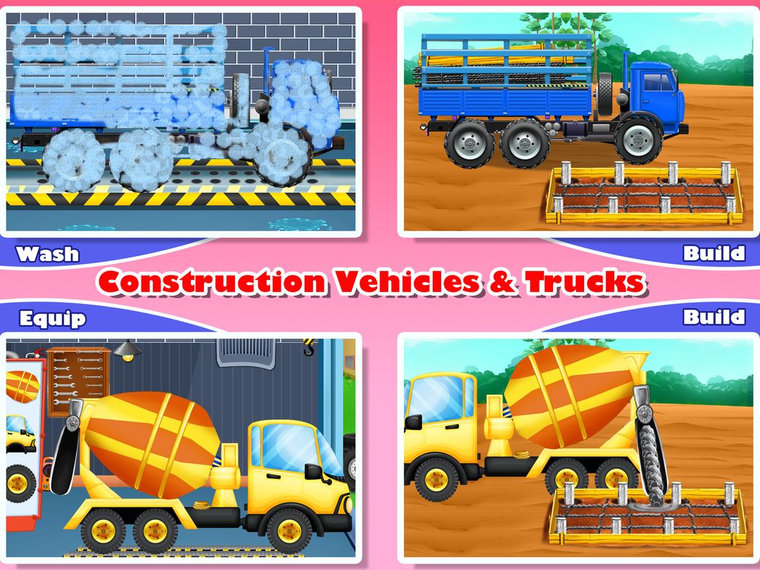 건설 차량 및 트럭 - 어린이를위한 게임 게임 스크린 샷