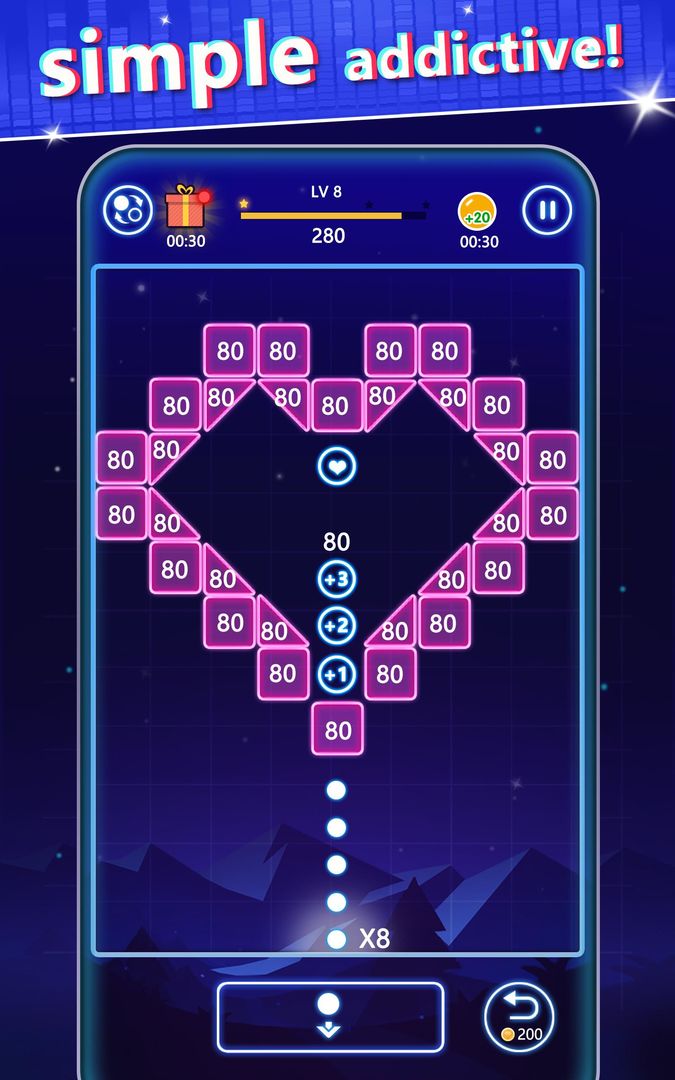 Bricks Breaker-Swipe glow balls screenshot game