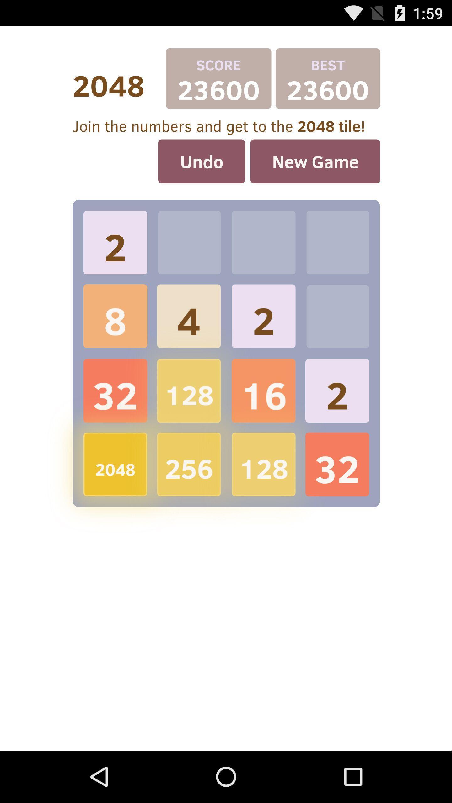 Classic 2048 puzzle game Game Screenshot