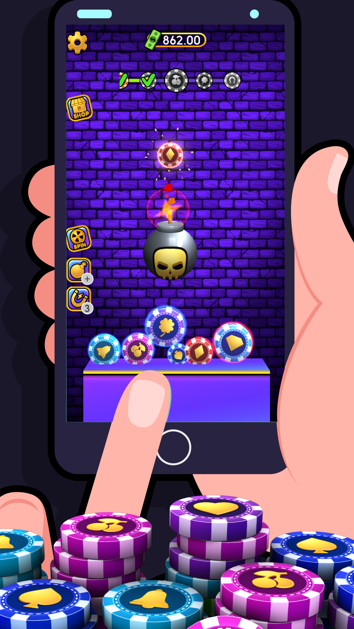 Falling Flush: Merge Cubes Game Screenshot