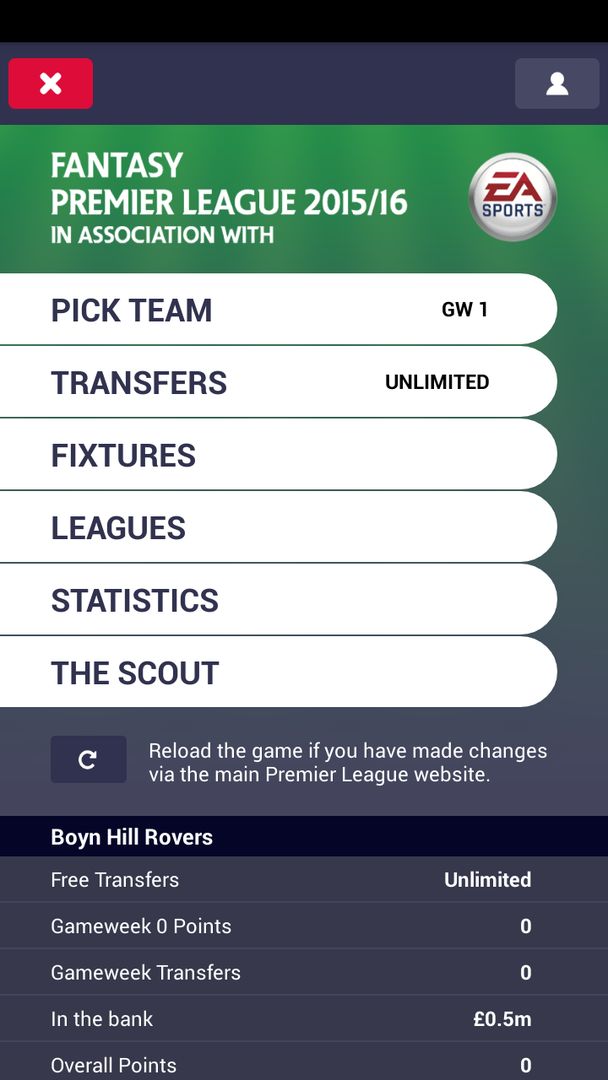 Fantasy Premier League 2015/16 screenshot game