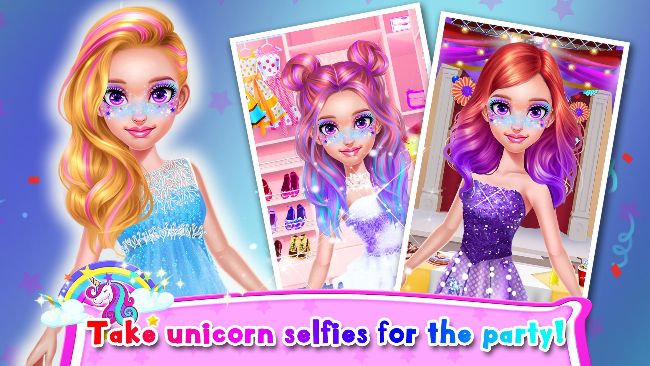 Rainbow Unicorn Hair Salon 게임 스크린샷