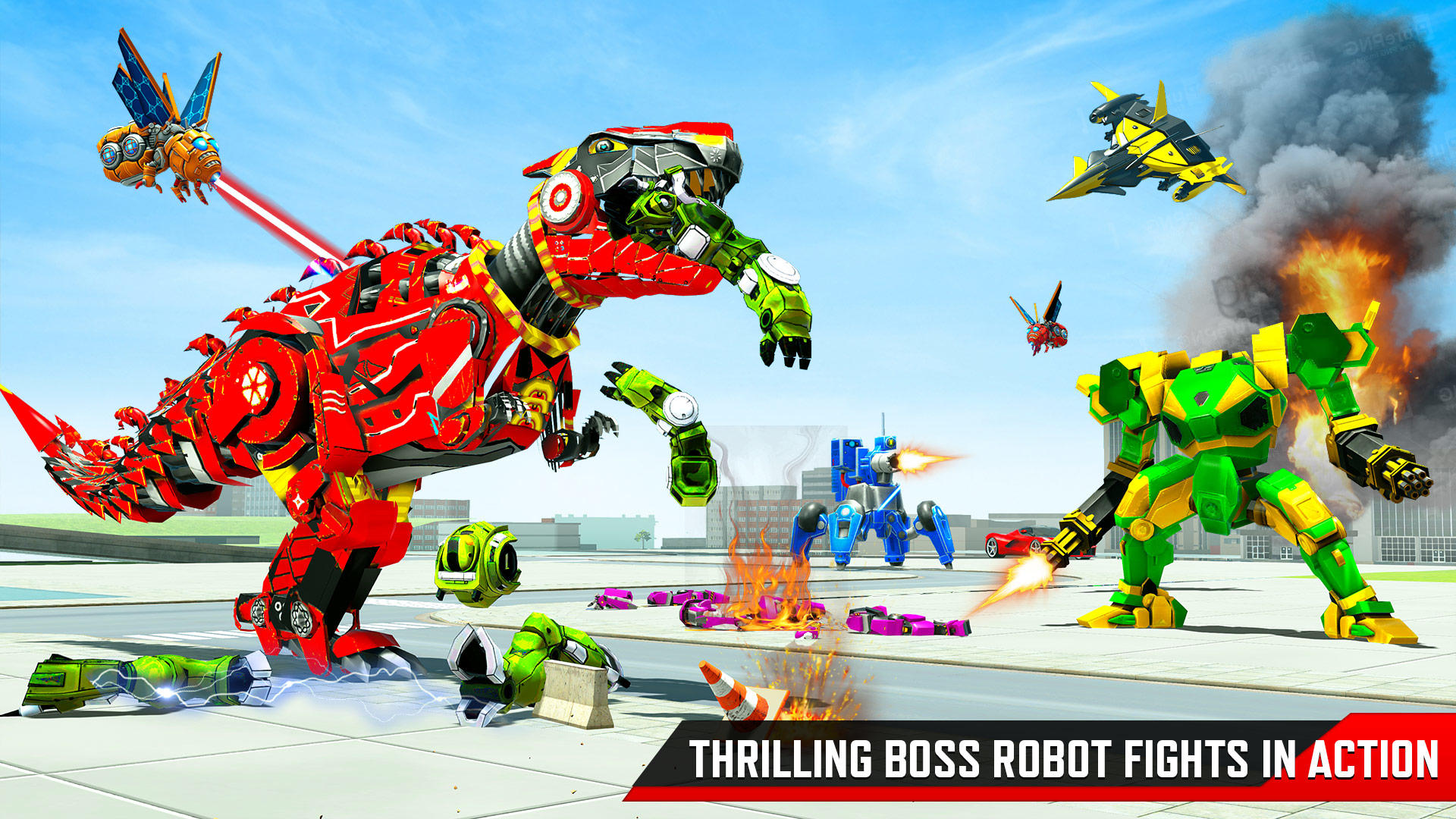 Captura de Tela do Jogo Dino Robot Train War Robot