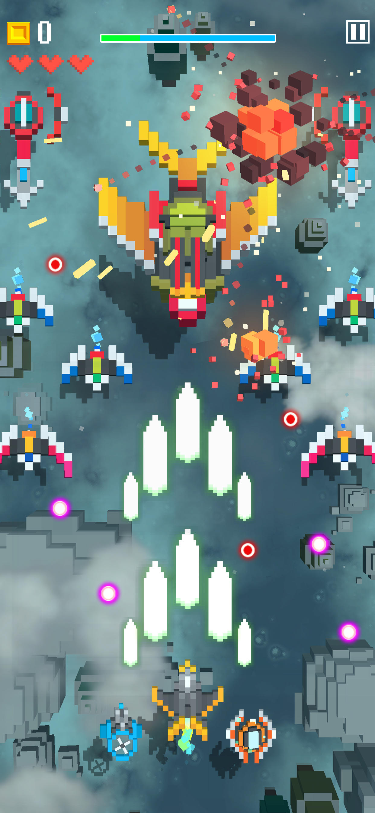 Sky Wings: Pixel Fighter 3D Game Screenshot