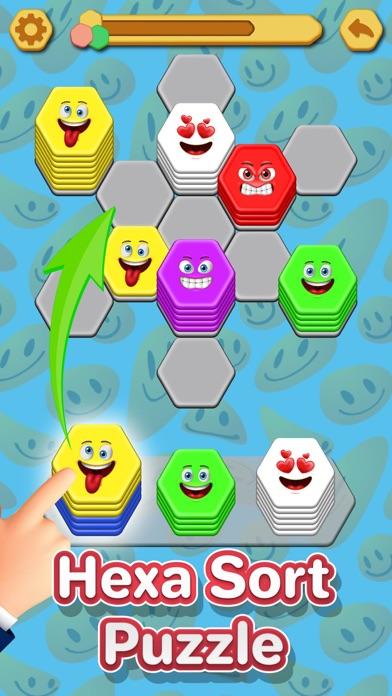 Hexa Sort: Merge Emoji Stack ゲームのスクリーンショット