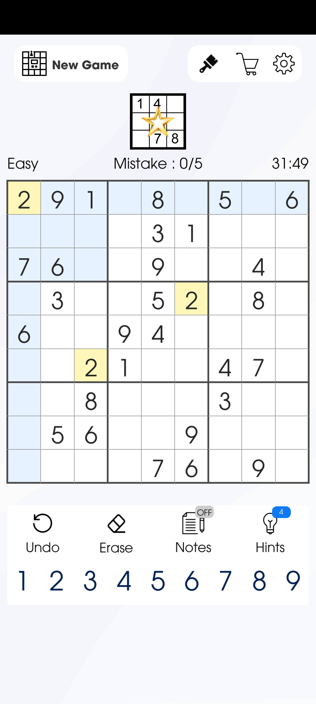 Cuplikan Layar Game Sudoku Star