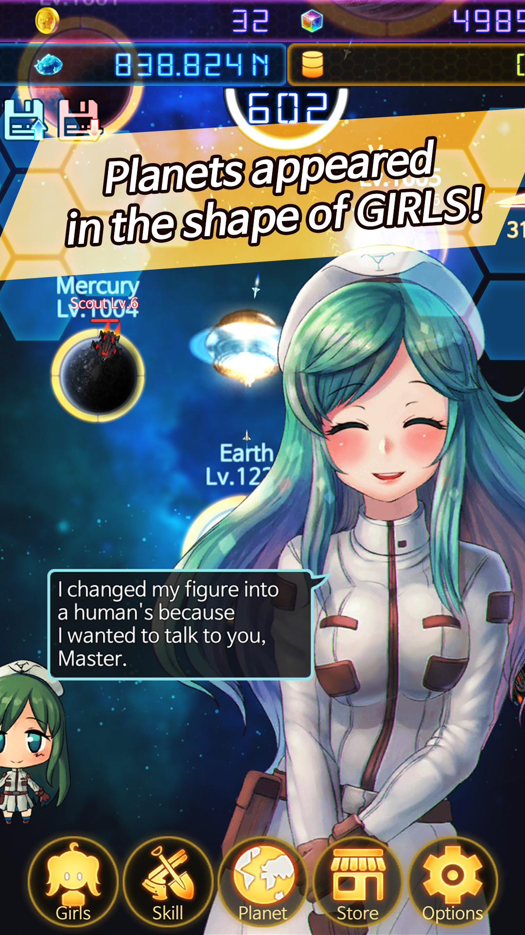 Planet Master : Idle girls Game Screenshot