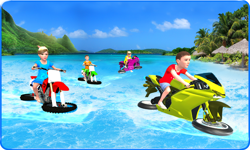 Captura de Tela do Jogo Kids Water Surfing Bike Racing