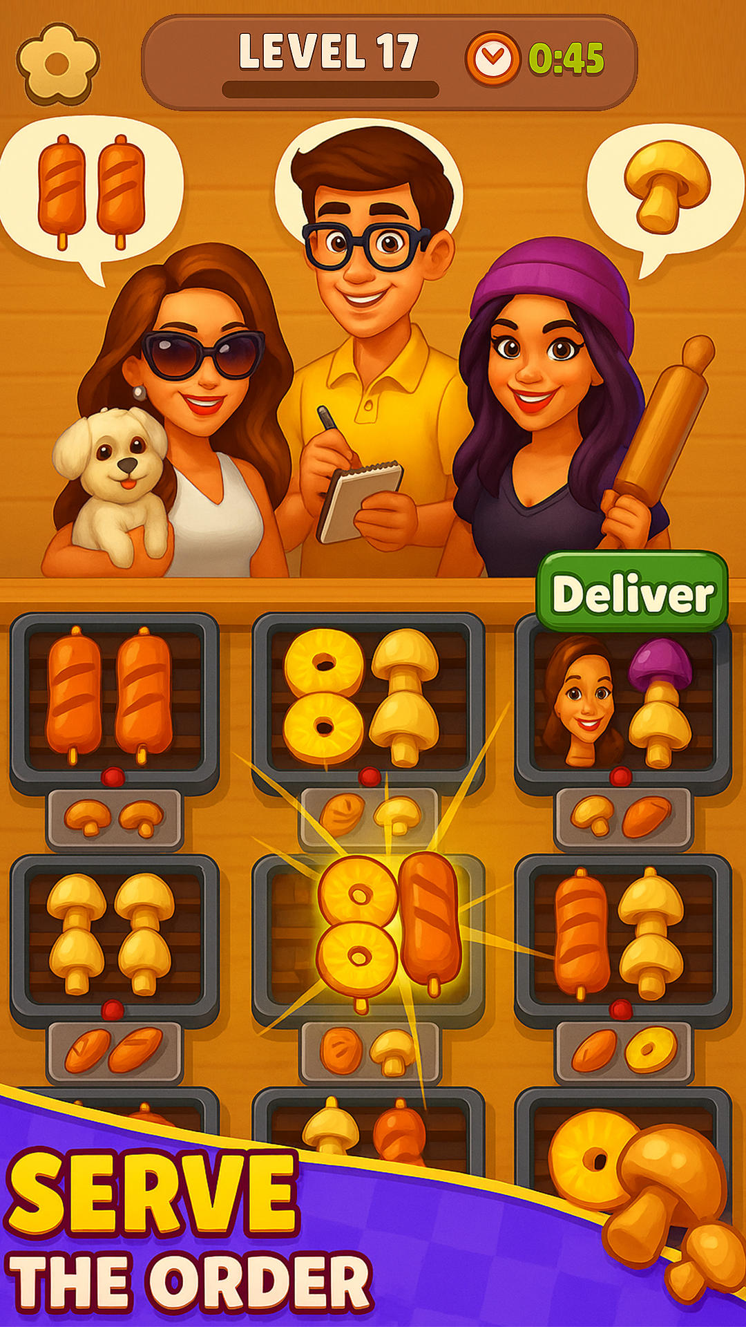 Foodie Skewer Sort - BBQ Match Game Screenshot