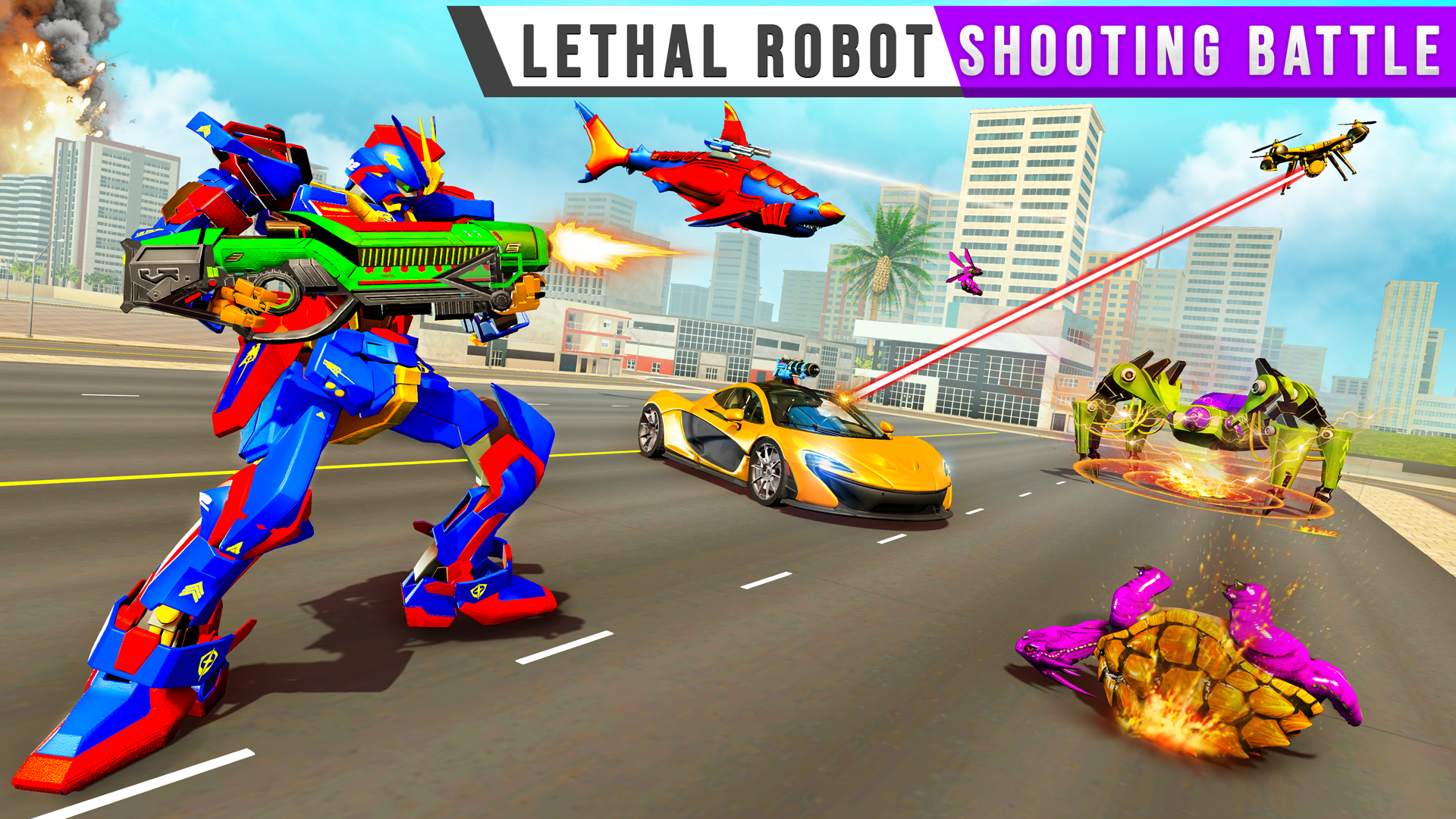 Police Shark Robot Car Game Game Screenshot