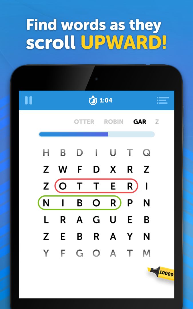 UpWord Search - Scrolling Word Search Puzzle Game screenshot game