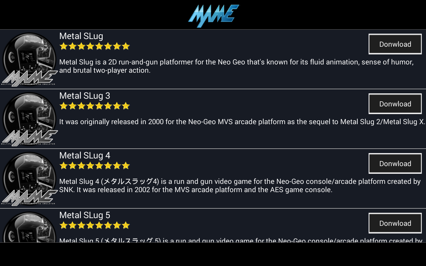 Arcade M.A.M.E - MAME Collection Emulatorのキャプチャ