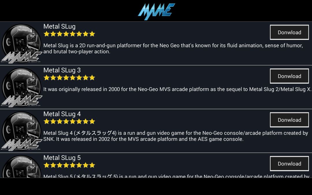Screenshot of Arcade M.A.M.E - MAME Collection Emulator