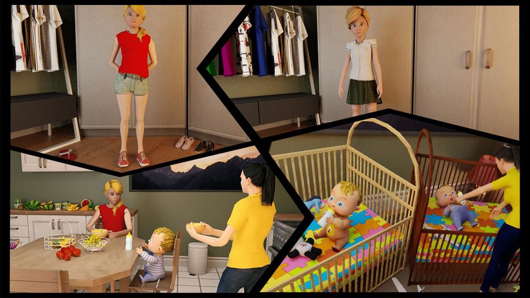 Screenshot of Real Mother Simulator: New Born Twin Baby Games 3D