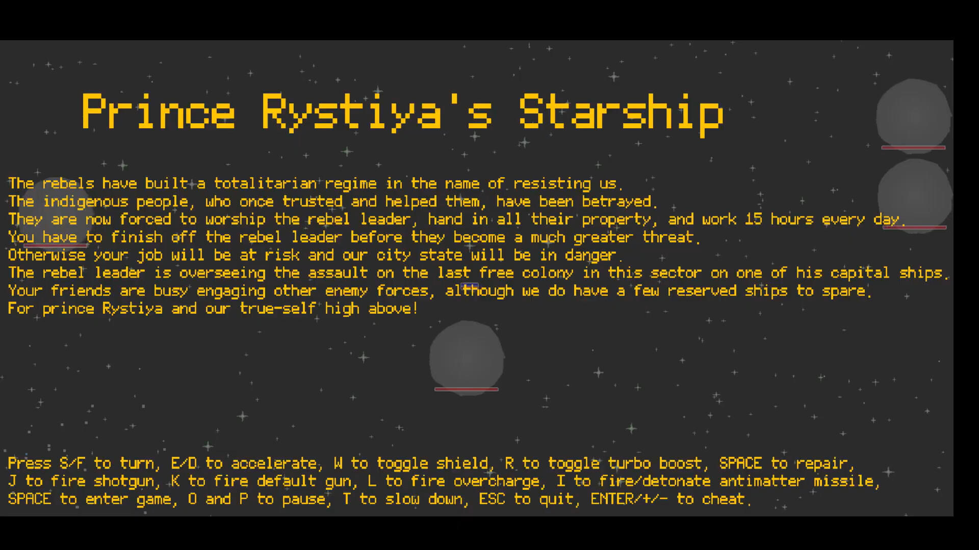 Prince Rystiya's Starship Game Screenshot