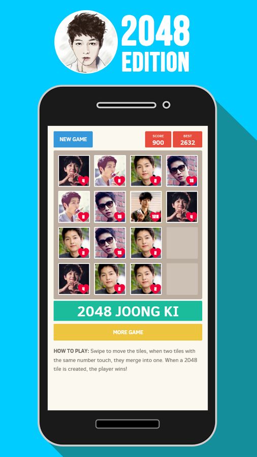💘 2048 Song Joong Ki Game. 게임 스크린 샷