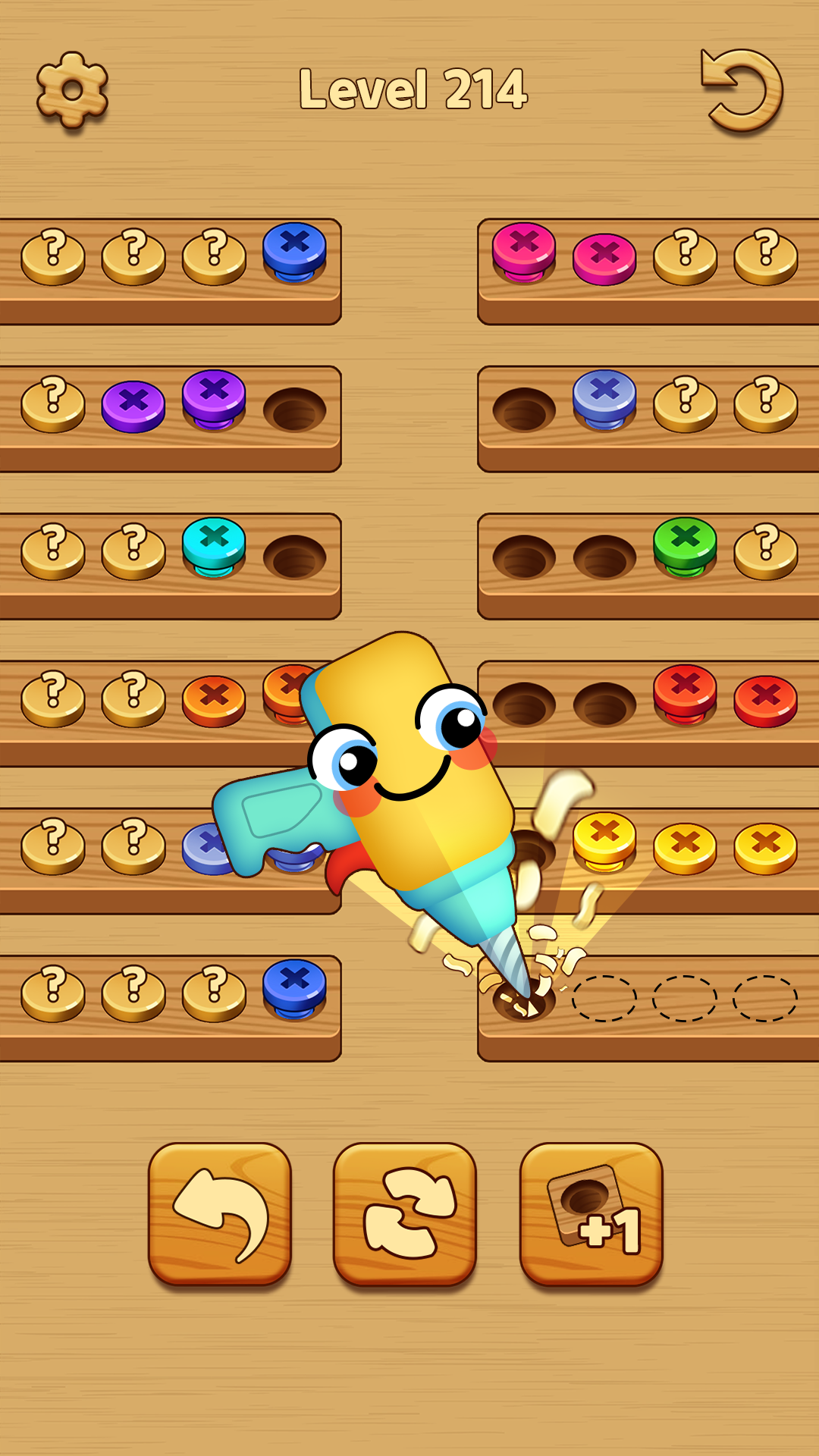 Wood Screw Color Sort Puzzle Game Screenshot