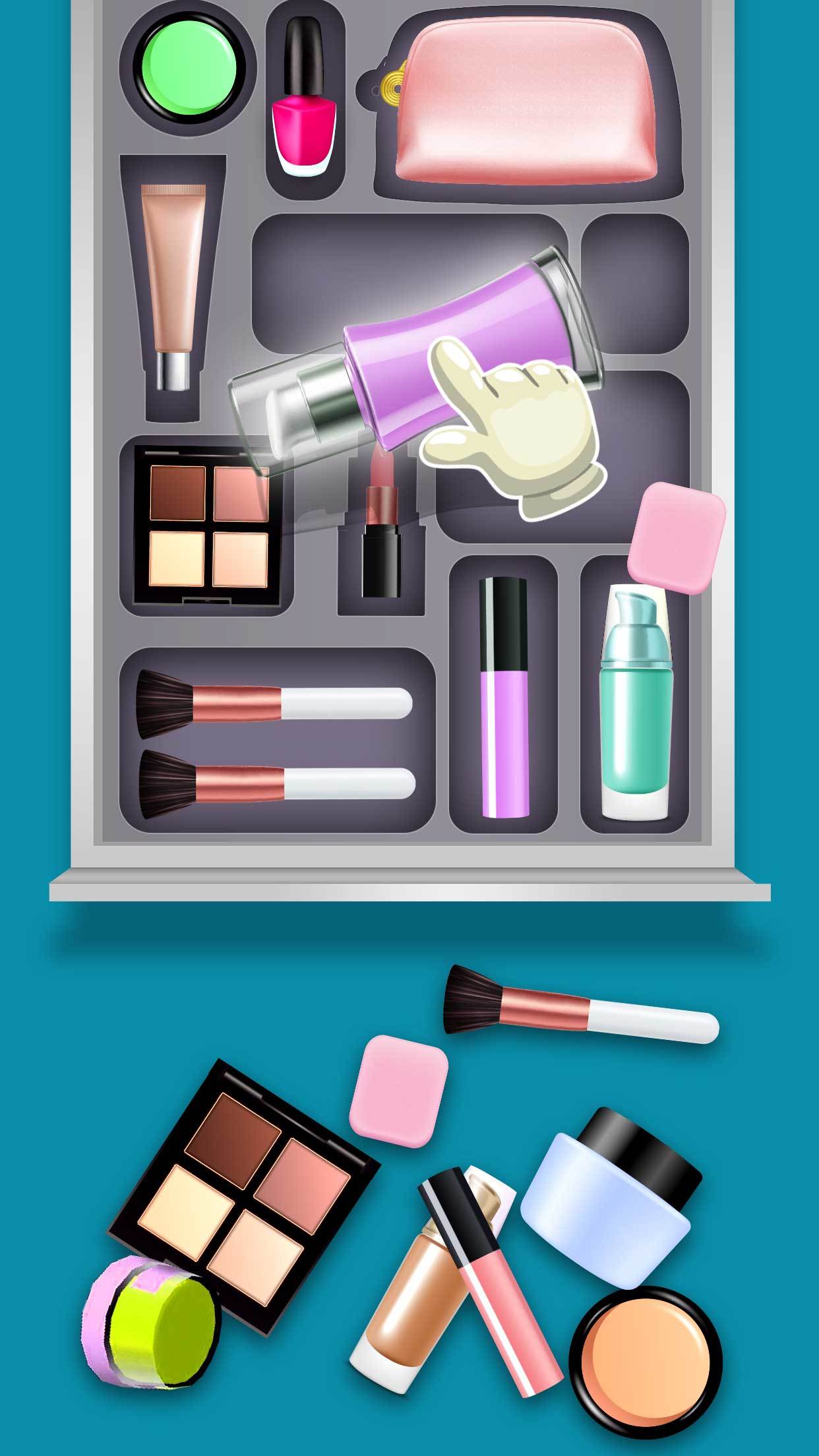 Fill the Makeup Organizer Game screenshot game