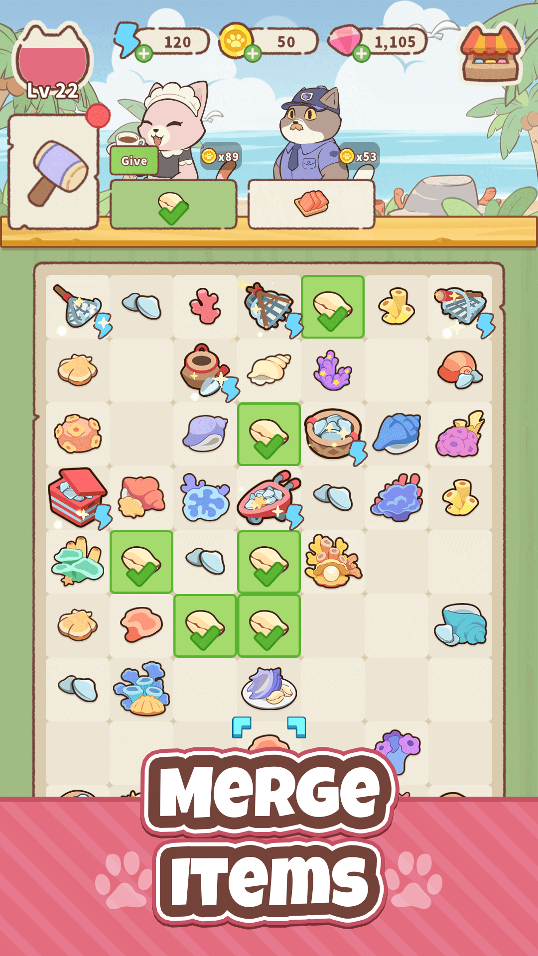 Merge Cat Town : Island Build Game Screenshot