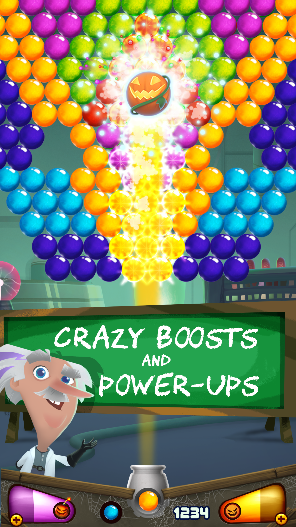 Crazy Scientist Bubble Shooter Game Screenshot