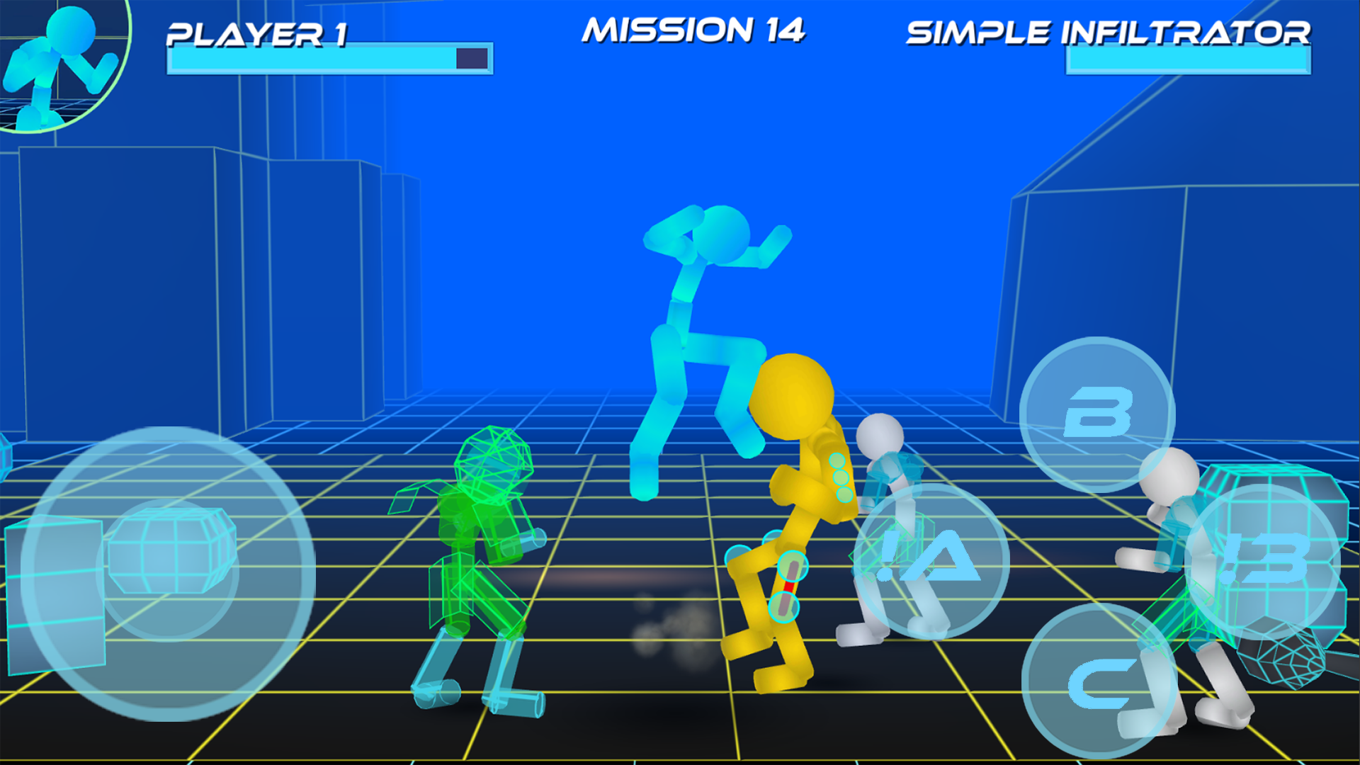 Stickman Neon Street Fighting Game Screenshot