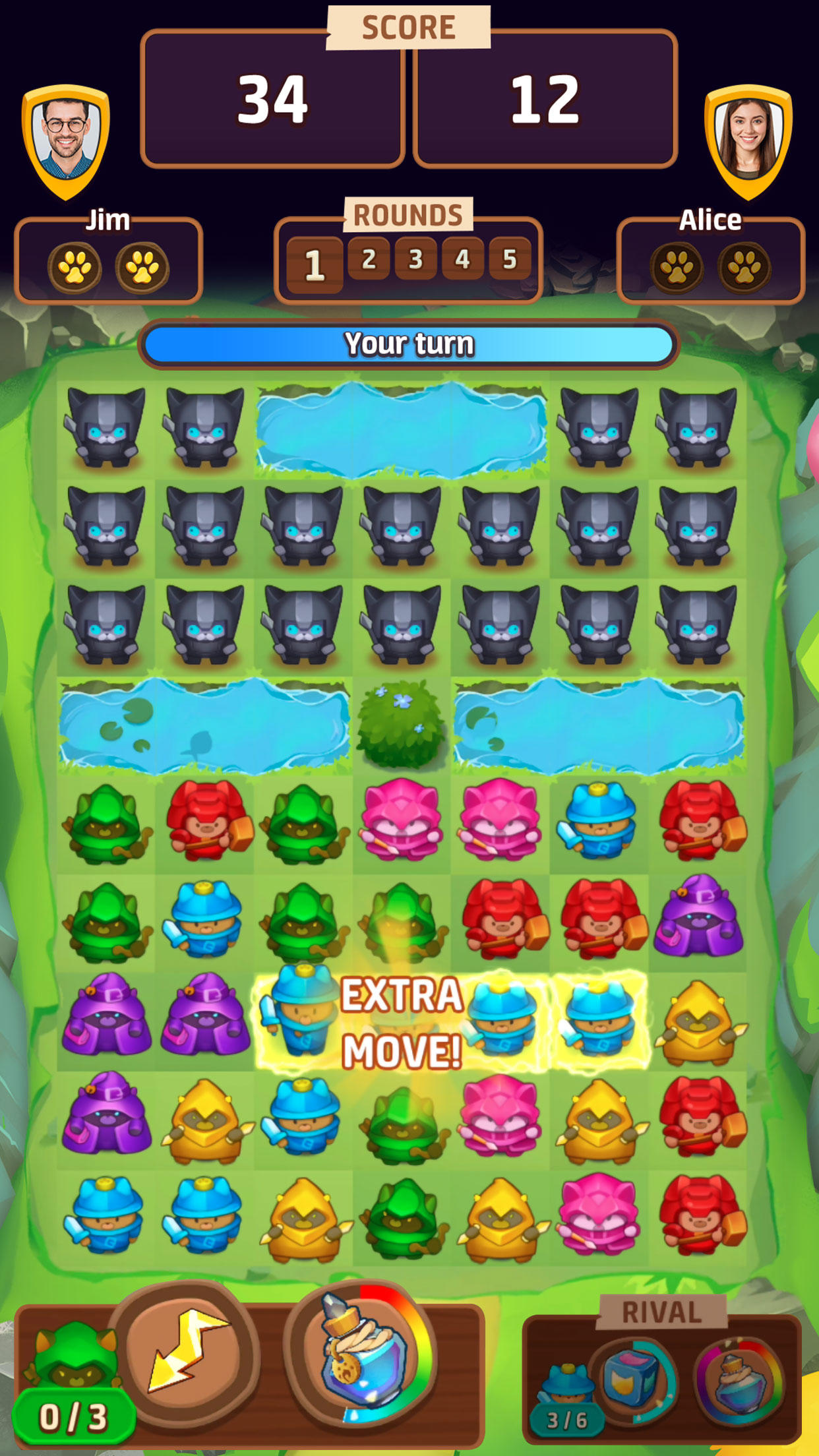 Cat Force - PvP Match 3 Game Game Screenshot