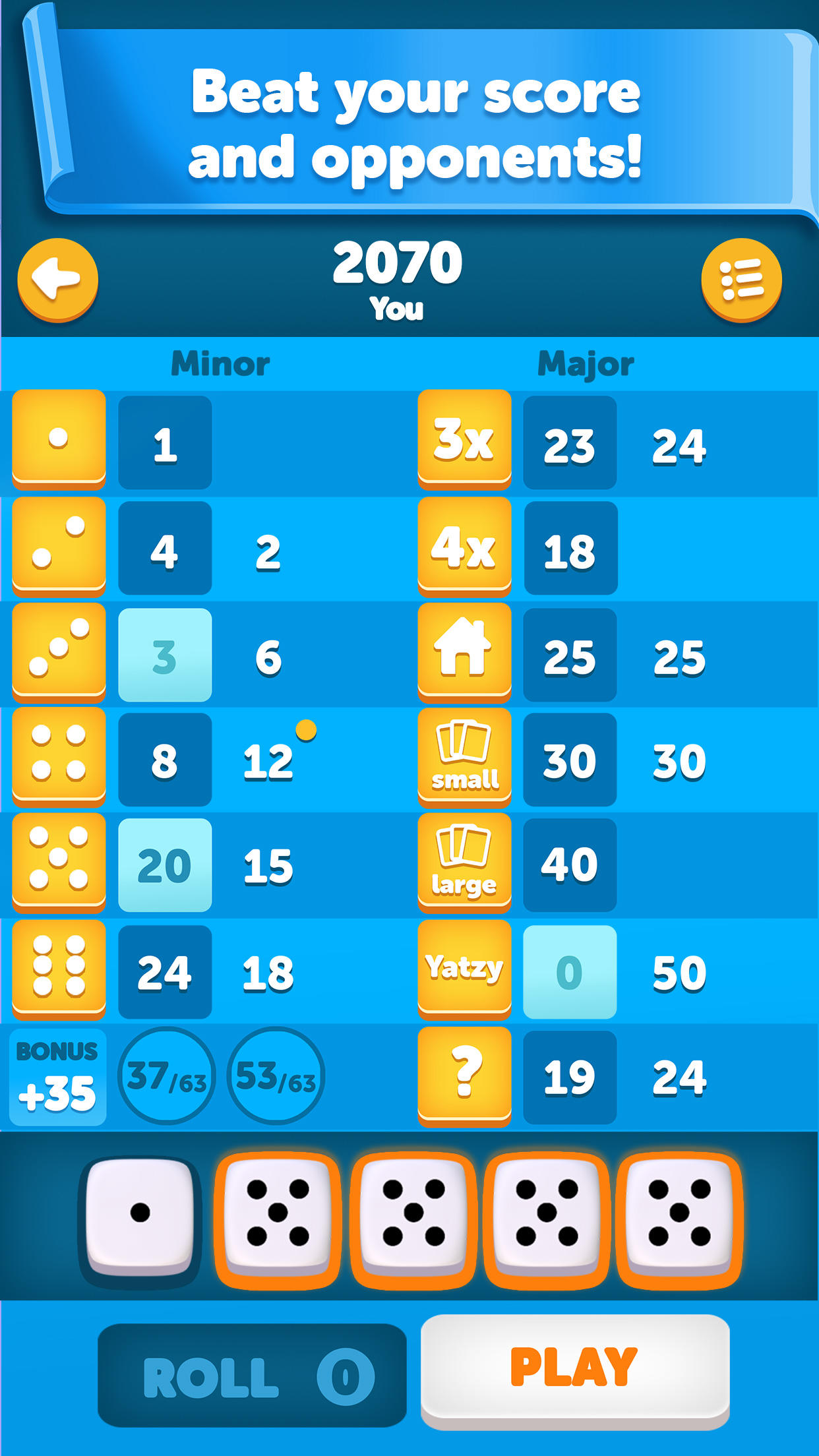 Yatzy Classic Game Screenshot