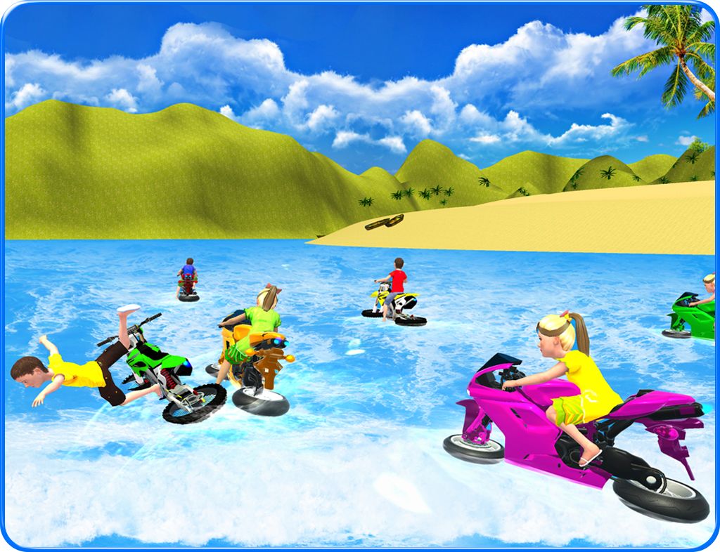 Screenshot of Kids Water Surfing Bike Racing