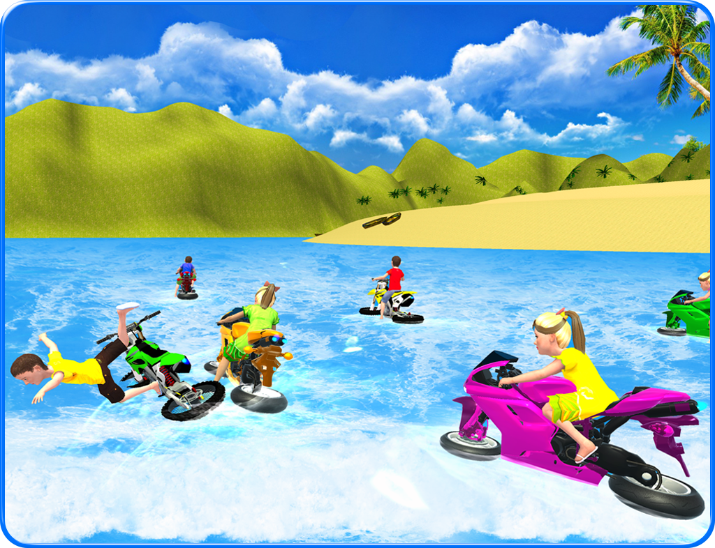 Captura de Tela do Jogo Kids Water Surfing Bike Racing