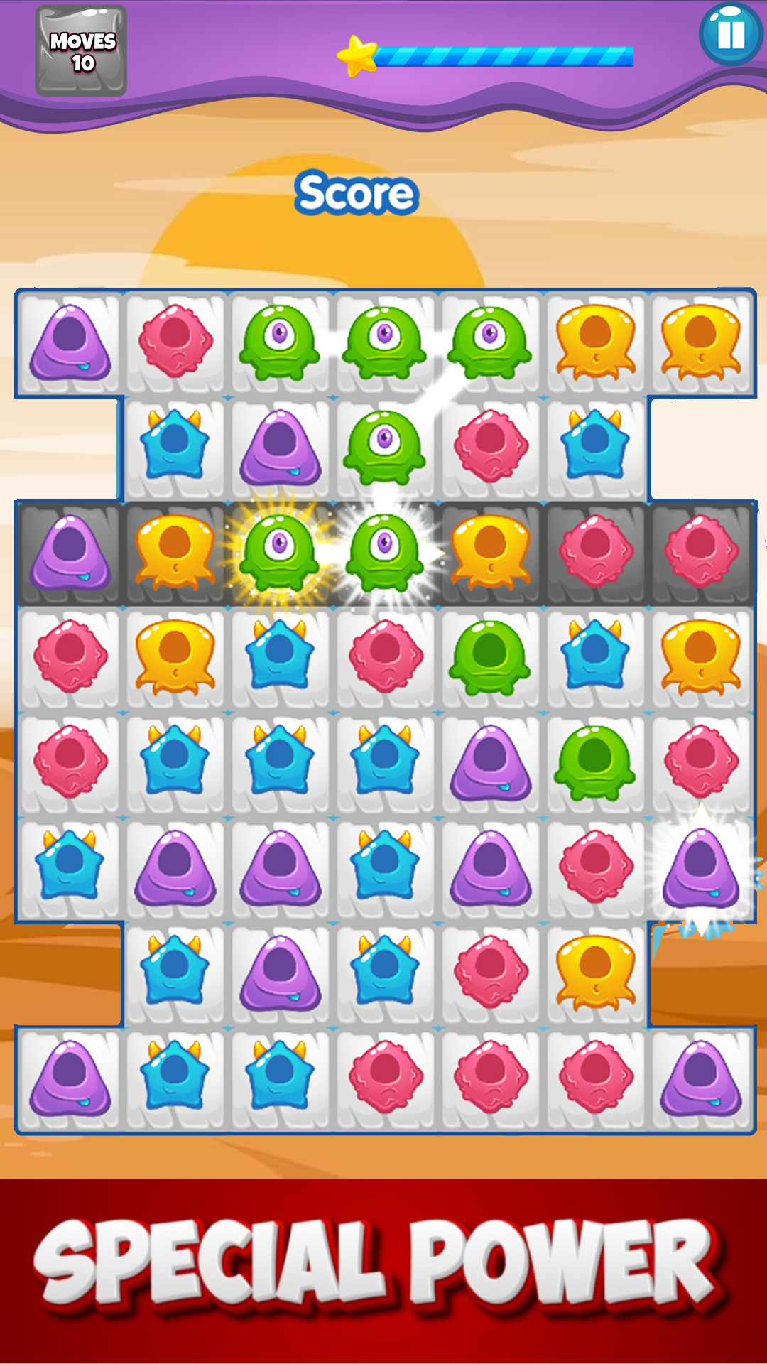 Monster Match 3 Puzzle Game Game Screenshot