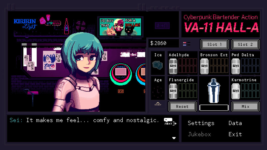 Screenshot of VA-11 Hall-A: Cyberpunk Bartender Action